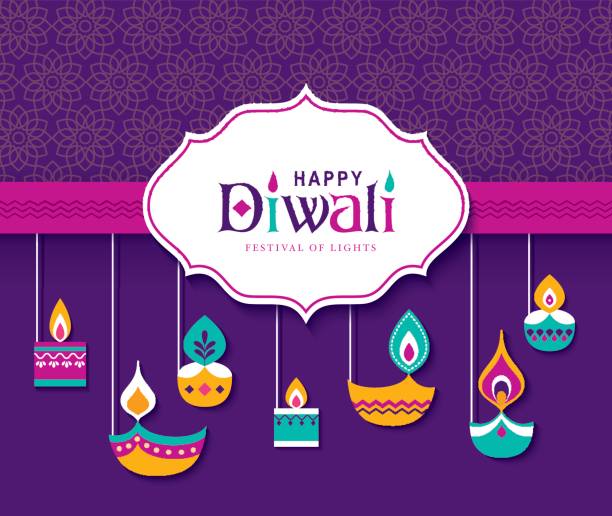 Happy Diwali Diwali Hindu festival greeting card deepavali stock illustrations