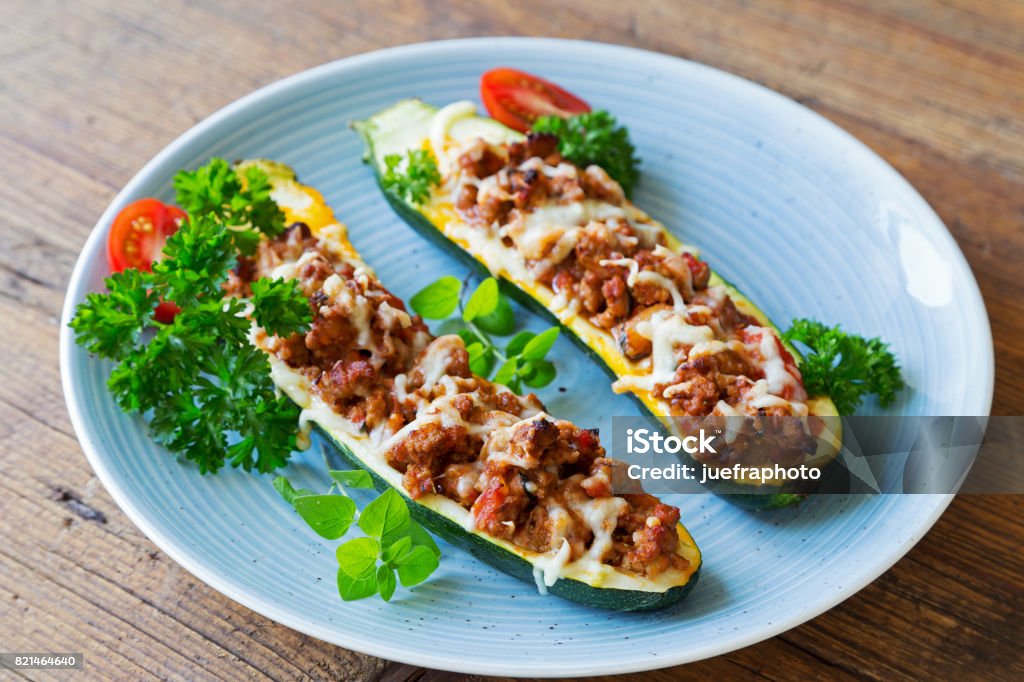 scalloped zucchini with minced meat and cheese gratinated zucchini with minced meat and cheese Courthouse Stock Photo