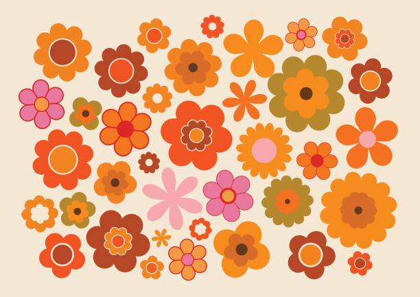 ilustrações, clipart, desenhos animados e ícones de vintage flores 1 - deco