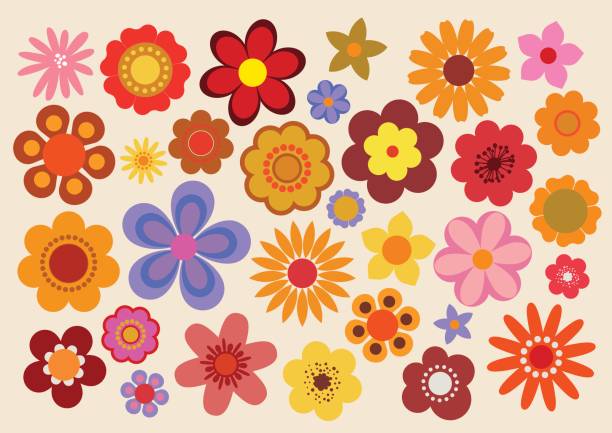 ilustrações, clipart, desenhos animados e ícones de flores vintage 3 - deco