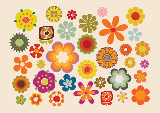 ilustrações de stock, clip art, desenhos animados e ícones de vintage flowers 2 - image created 1960s illustrations