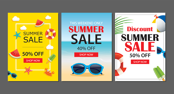 Summer sale emails background layout banners. Can be used for ,flyers, invitation, posters, brochure, voucher discount. Vector ads shopping template.