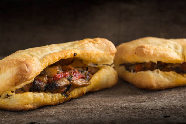 istock Puff pastry stuffed with mushrooms and vegetables 821472446