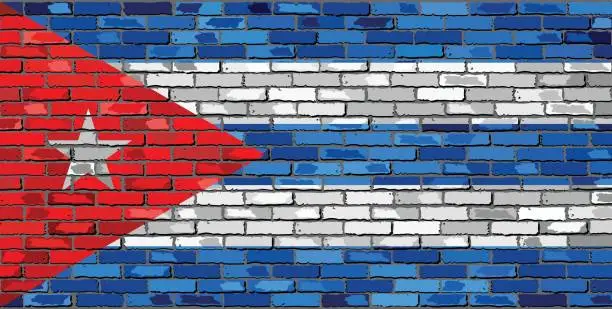 Vector illustration of Flag of Cuba on a brick wall