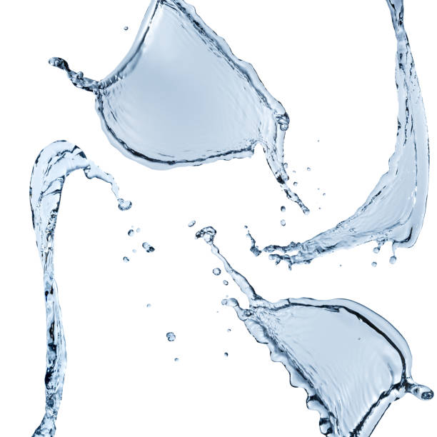 istock Set of water splashes abstract form isolated on a white background. 821478126
