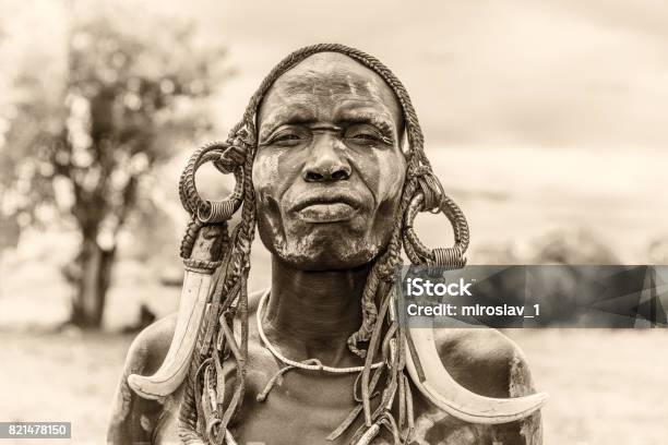 Warrior From The African Tribe Mursi Ethiopia Stock Photo - Download Image Now - Africa, Indigenous Culture, African Ethnicity