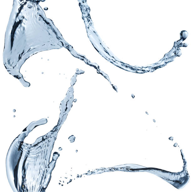 istock Set of water splashes abstract form isolated on a white background. 821478182