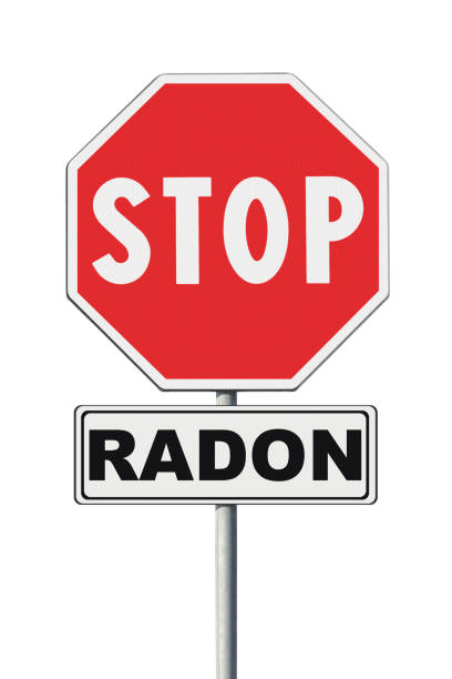 istock Stop radon - Concept image with road sign on white background 821478406