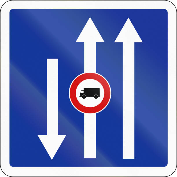 istock French informational road sign - available lanes with opposing traffic 821479186