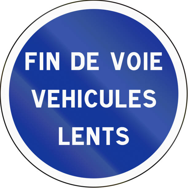 istock French regulatory road sign - End of lane for slow vehicles 821482040