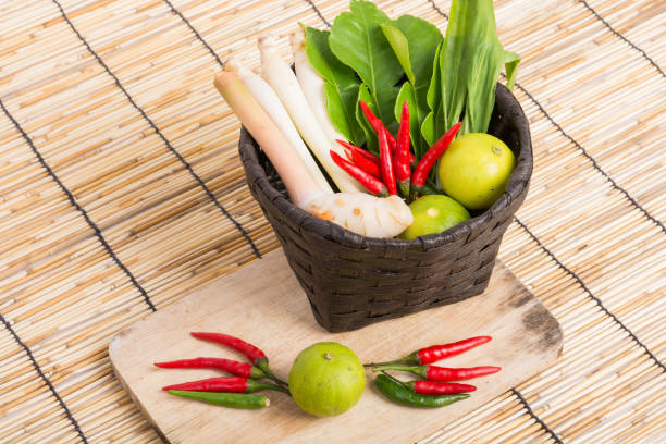 istock Thai Tom Yam soup herbs and spices, lemongrass 821482630