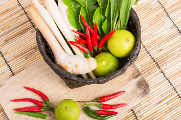 istock Thai Tom Yam soup herbs and spices, lemongrass 821482812