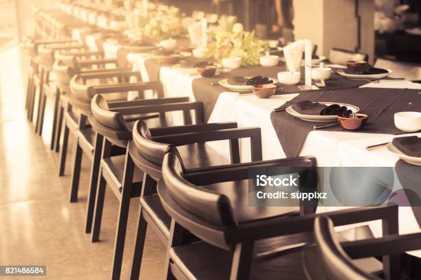Restaurant Table Setting Stock Photo - Download Image Now - Business Lunch, Meeting, Hotel
