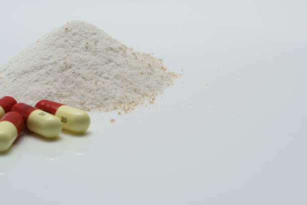 istock Antibiotic capsules and dry powder medicine 821489908