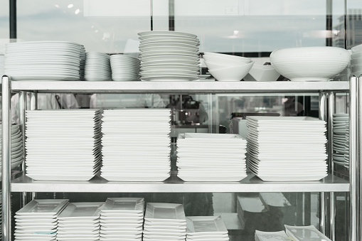 Stacked plates in the kitchen