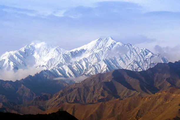 Snow Mountain view in leh ladakh, India