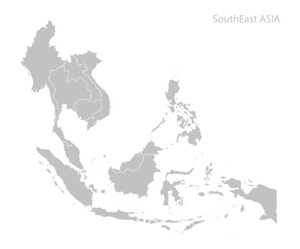 karte von südost-asien - malaysia stock-grafiken, -clipart, -cartoons und -symbole