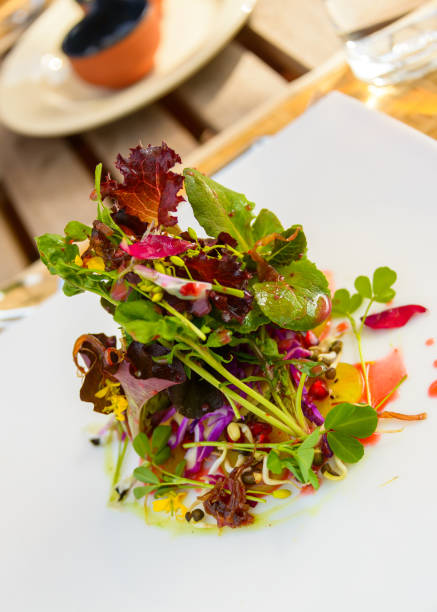 istock Healthy salad in a restaurant 821494108