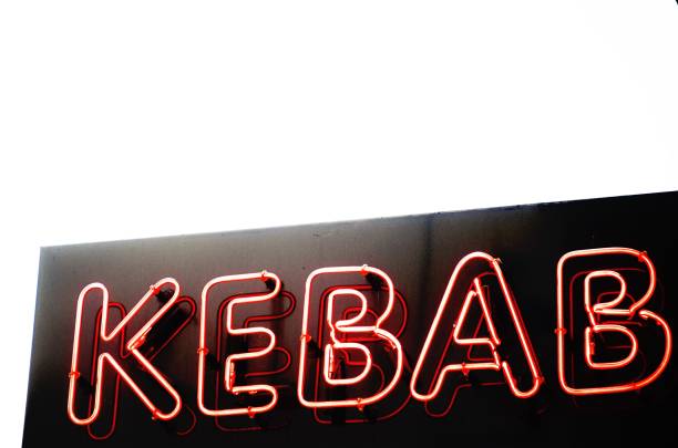 istock kebab red vivid neon sign over a sky 821501726