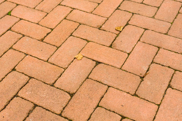 istock Red brick paving stones on a sidewalk. 821505662