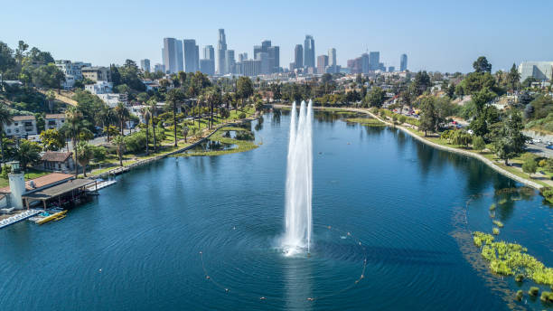 istock Los Angeles - Echo Park Drone View 821512250