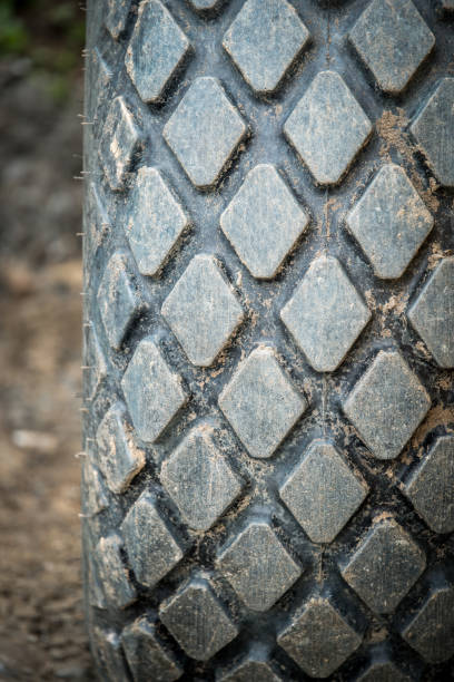 istock truck tire on soil road 821520400