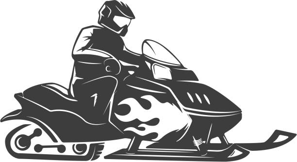 illustrazioni stock, clip art, cartoni animati e icone di tendenza di icona della motoslitta isolata su sfondo bianco. illustrazione vettoriale - snowmobiling snow winter mountain