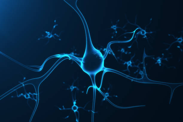 istock Conceptual illustration of neuron cells with glowing link knots. Synapse and Neuron cells sending electrical chemical signals. Neuron of Interconnected neurons with electrical pulses, 3D rendering 821524902