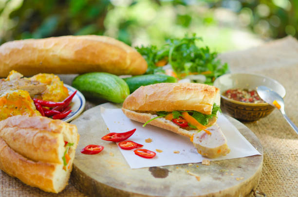 Banh Mi Cha Ca - A kind of Vietnamese sandwich with grilled fish and fresh vegetables. It's really popular in the central of Vietnam
