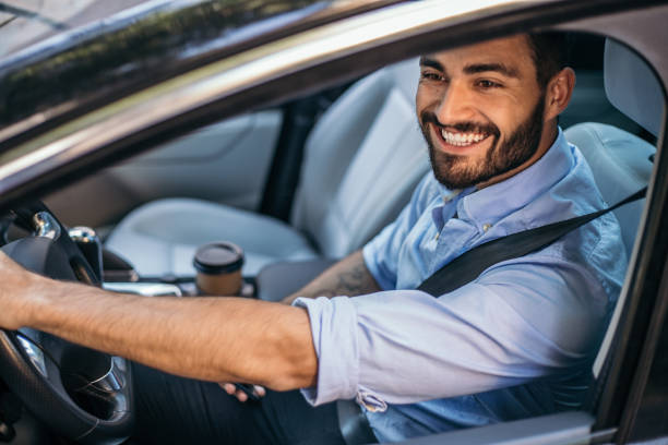 istock Businessman driving a car 821533002