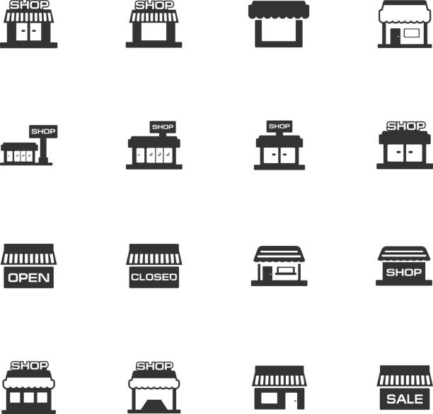 Store icons set Store icons set and symbols for web user interface mark goodson screening room stock illustrations