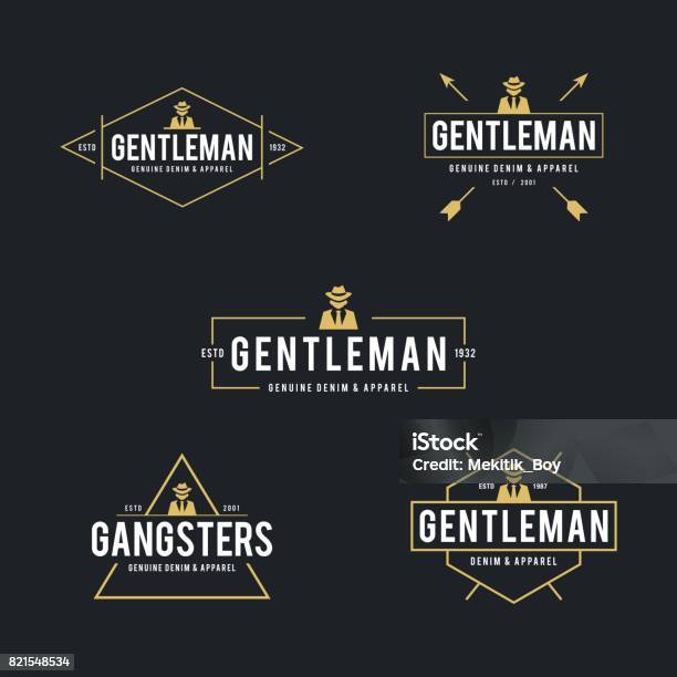 Vintage Gentleman Badge And Label In White Background Stock Illustration - Download Image Now