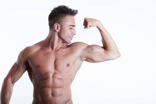 Handsome Athletic Man Flexing Muscles
