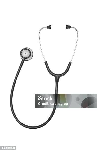 Black Stethoscope Isolated On A White Background Stock Photo - Download Image Now - Stethoscope, White Background, Cut Out