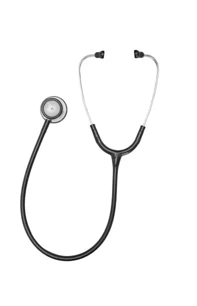 Photo of Black stethoscope isolated on a white background