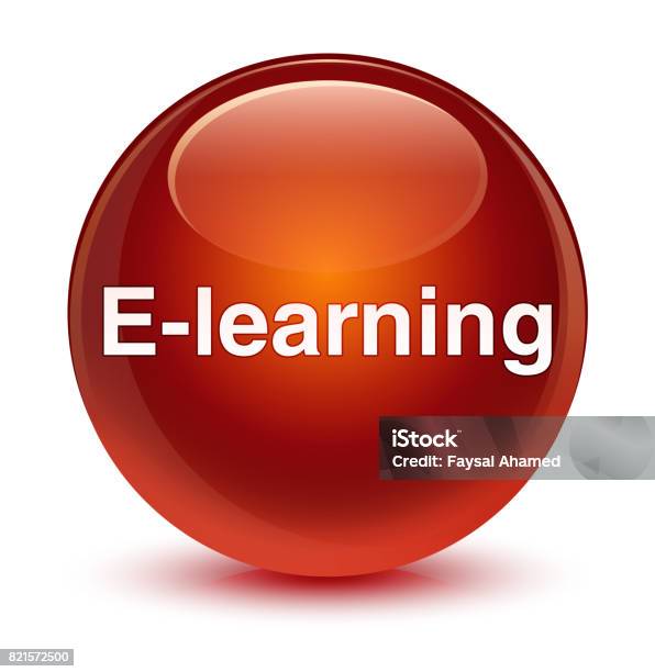 Elearning Training Glassy Brown Round Button Stock Illustration ...