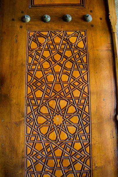 istock Ottoman Turkish  art with geometric patterns on wood 821576296
