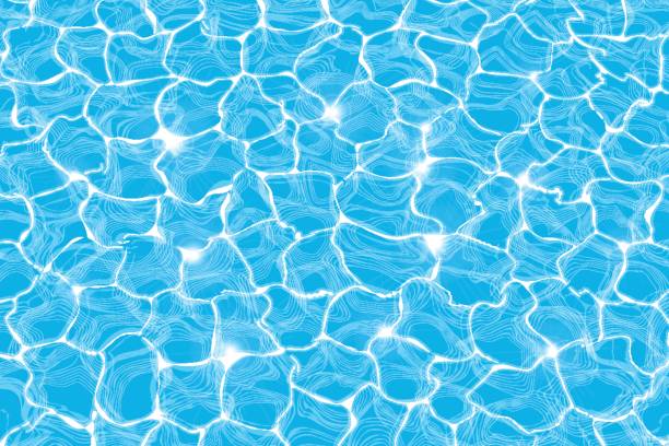 Water surface abstract background, digitally generated vector Water surface abstract background. Swimming pool ripples with sun reflection. Color vector illustration aquatic organism stock illustrations