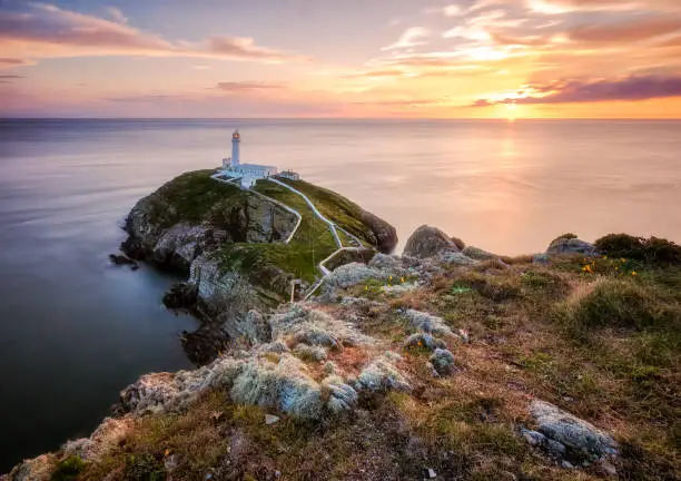 Photo of South Stack Lighthouse during sunset