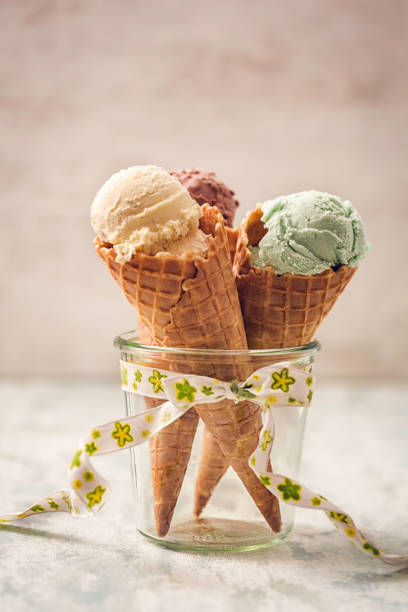 istock Vanilla, Chocolate and Pistachio Ice Cream 821587602