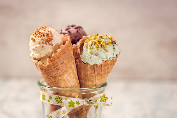 istock Vanilla, Chocolate and Pistachio Ice Cream 821587606