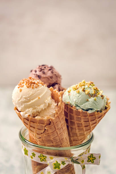 istock Vanilla, Chocolate and Pistachio Ice Cream 821587620