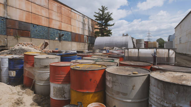 istock Barrels stand with spent oil products 821588640