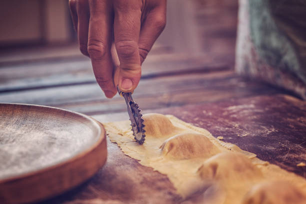 Preparing Homemade Ravioli Pasta