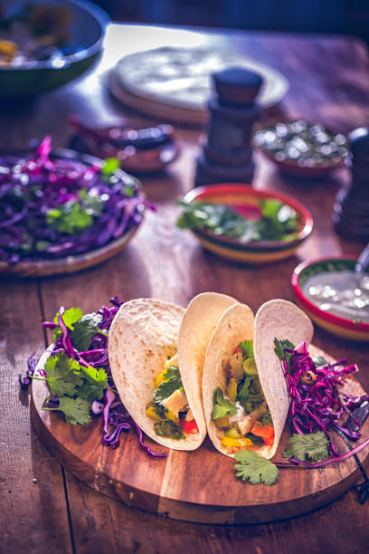 Mexican Tacos with Spicy Salsa and Fish Fillet