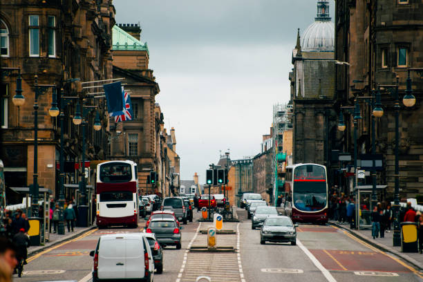 A street in central Edinburgh, Scotland.