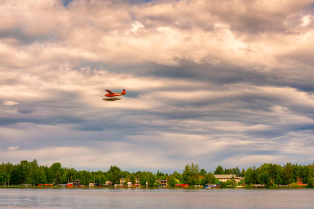 Air taxi flying in blue sky