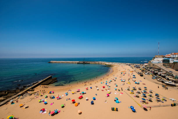 Panorama of the beach of Ericeira stock photo
