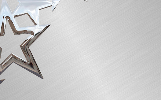 3D Render Chrome star on steel background