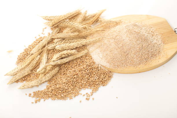 istock Coarse flour and wheat with spikelets 821619106
